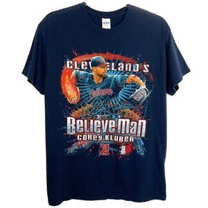 Corey Kluber 2017 Blue Cleveland Indians Gildan Graphic T-Shirt Medium
